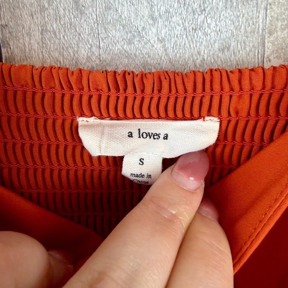 A Loves A Square Neck Teired Maxi Dress in Burnt Orange Stripe Size Small. - Picture 8 of 10